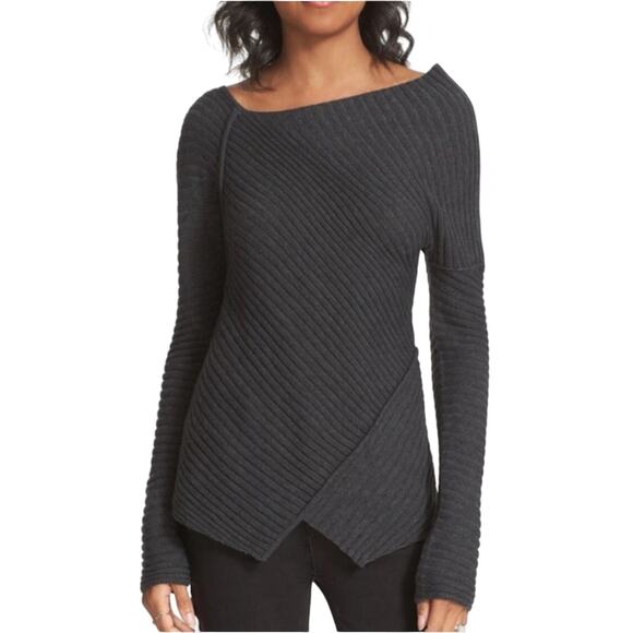 Free People Love and Harmony Gray Ribbed Knit Sweater Size S - Picture 1 of 12